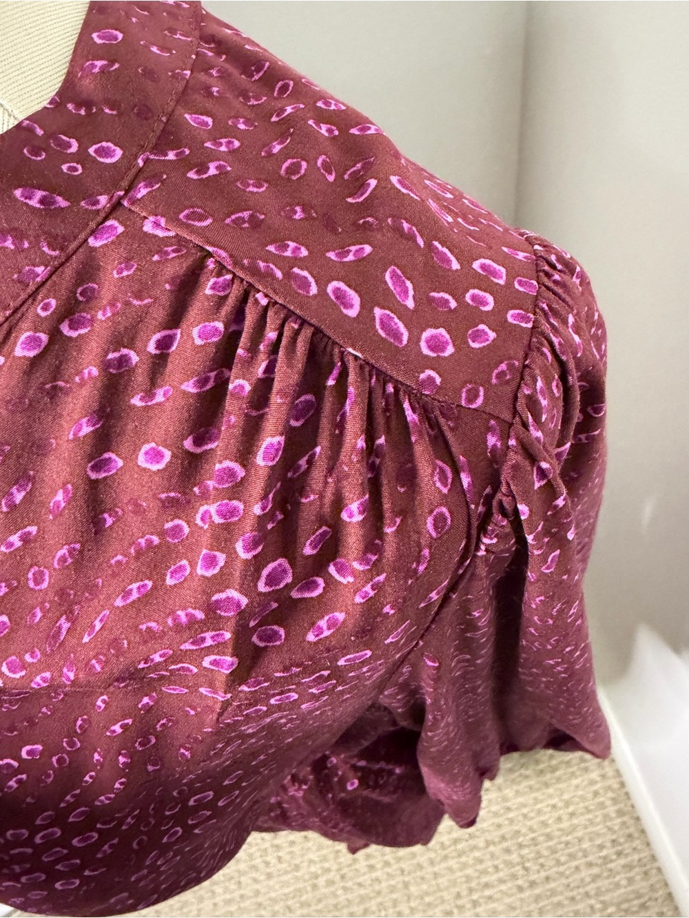 Penn. Penningtons Burgundy Abstract Print Tie Waist Midi Dress - Size 1X - Picture 5 of 14